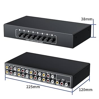 BolAAzuL RCA Switch 8 in 1 Out Composite Video L/R Audio